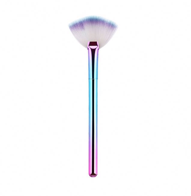 Very Popular With Beginners Colorful Blue Purple Gradient Highlight Single Fan Makeup Brush